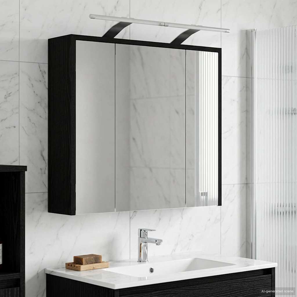 Baderomsspeilskap Svart Eik 63,5 x 16 x 62,5 cm Konstruert tre