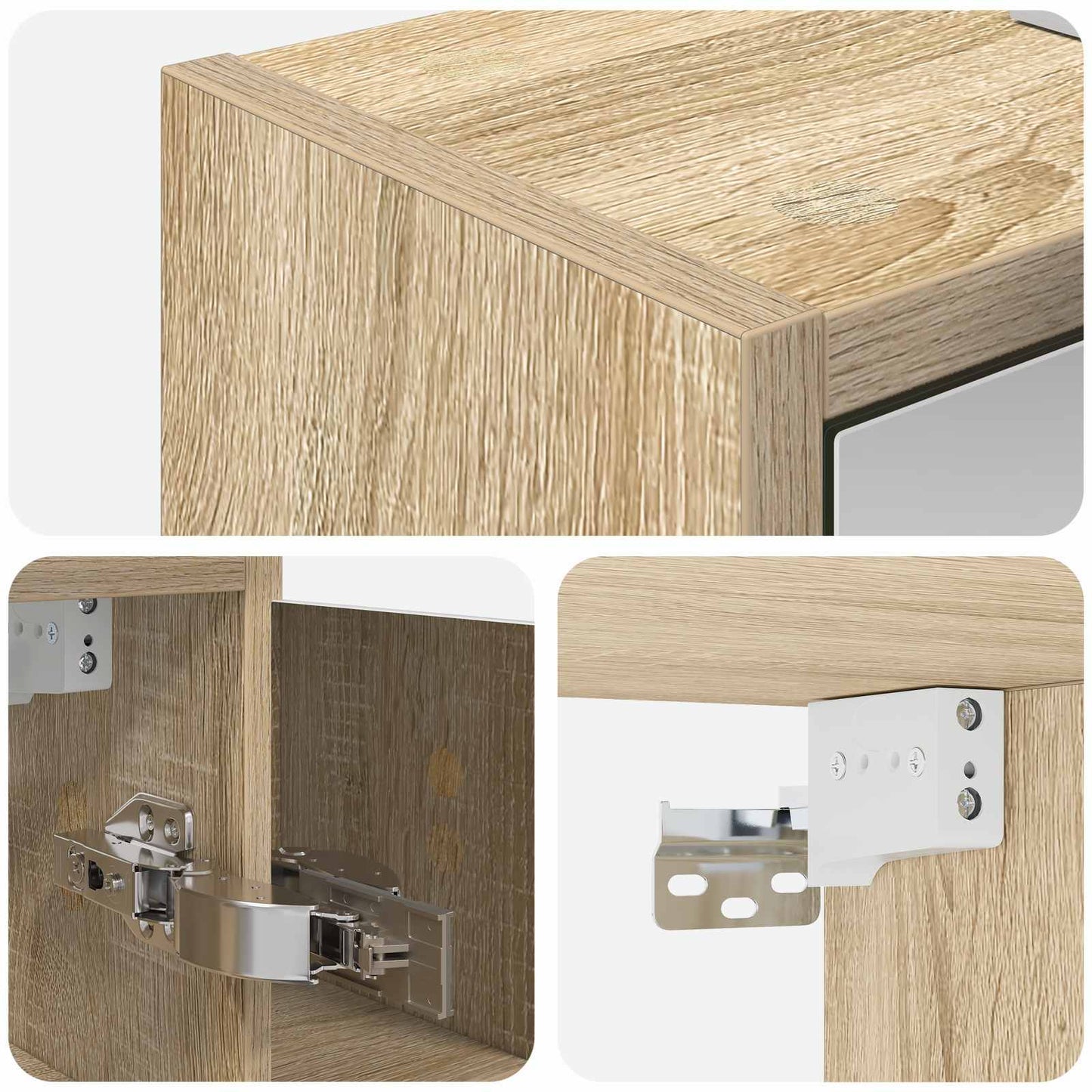 Baderomsspeilskap Sonoma eik 63,5 x 16 x 62,5 cm Konstruert tre