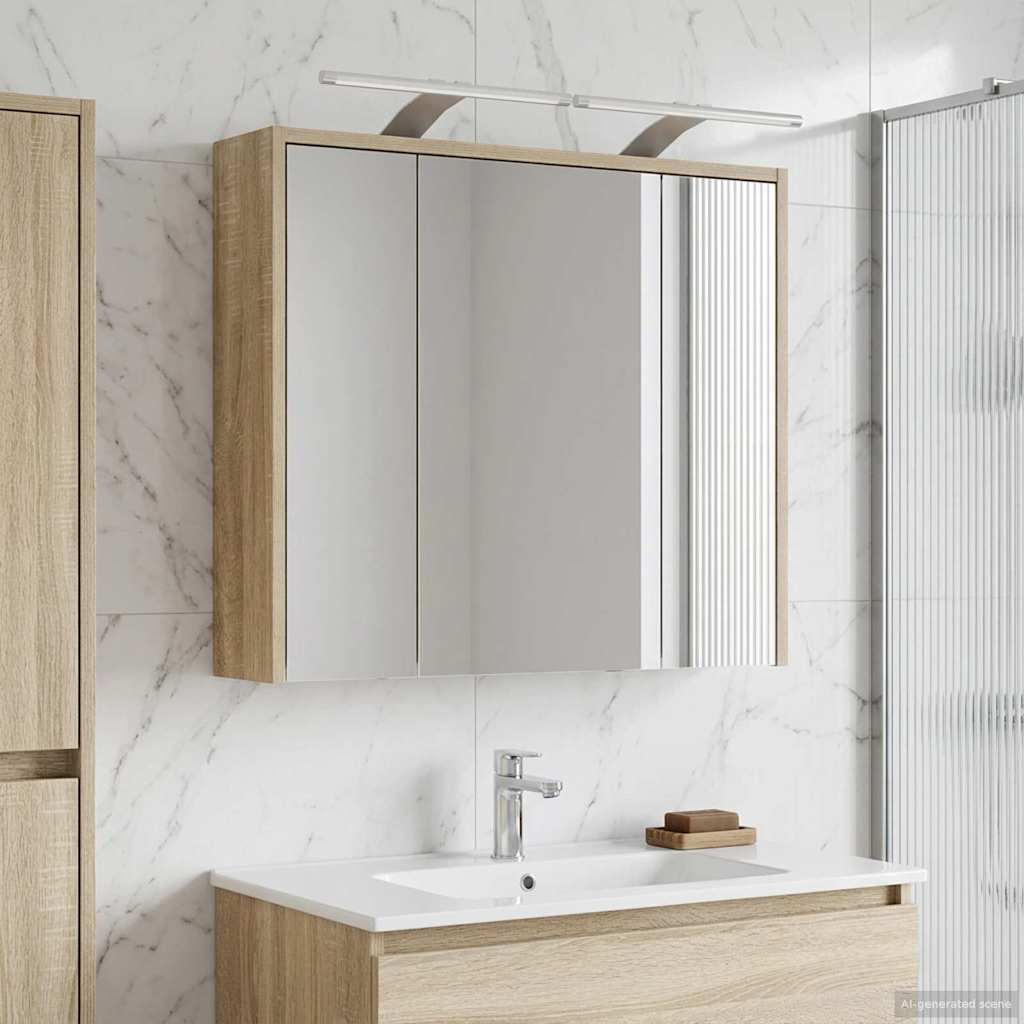 Baderomsspeilskap Sonoma eik 63,5 x 16 x 62,5 cm Konstruert tre