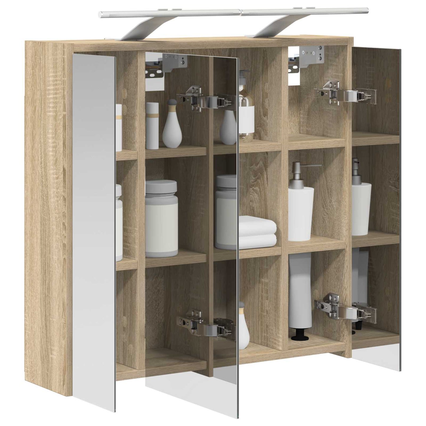 Baderomsspeilskap Sonoma eik 63,5 x 16 x 62,5 cm Konstruert tre