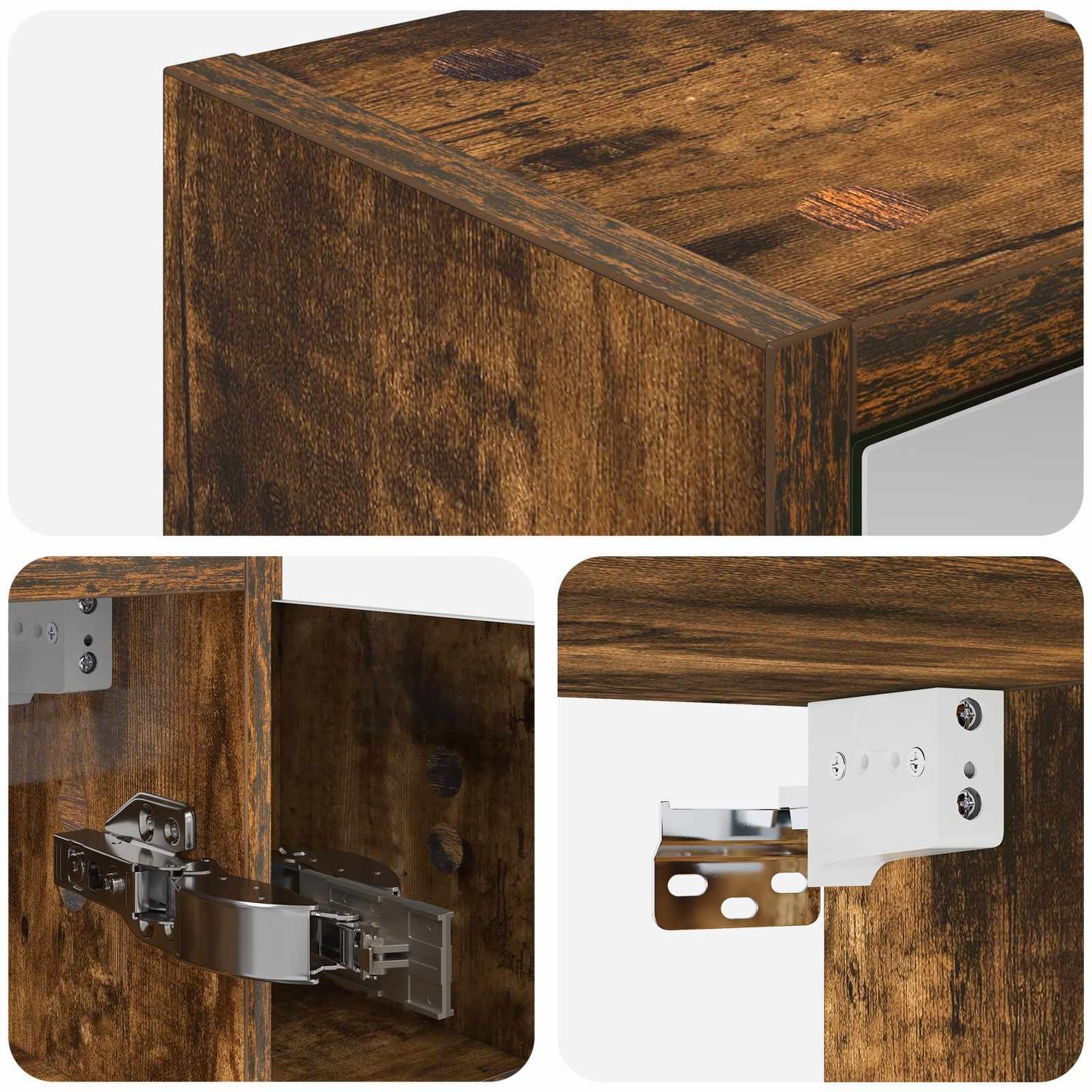 Baderomsspeilskap Røkt eik 63,5 x 16 x 62,5 cm Konstruert tre