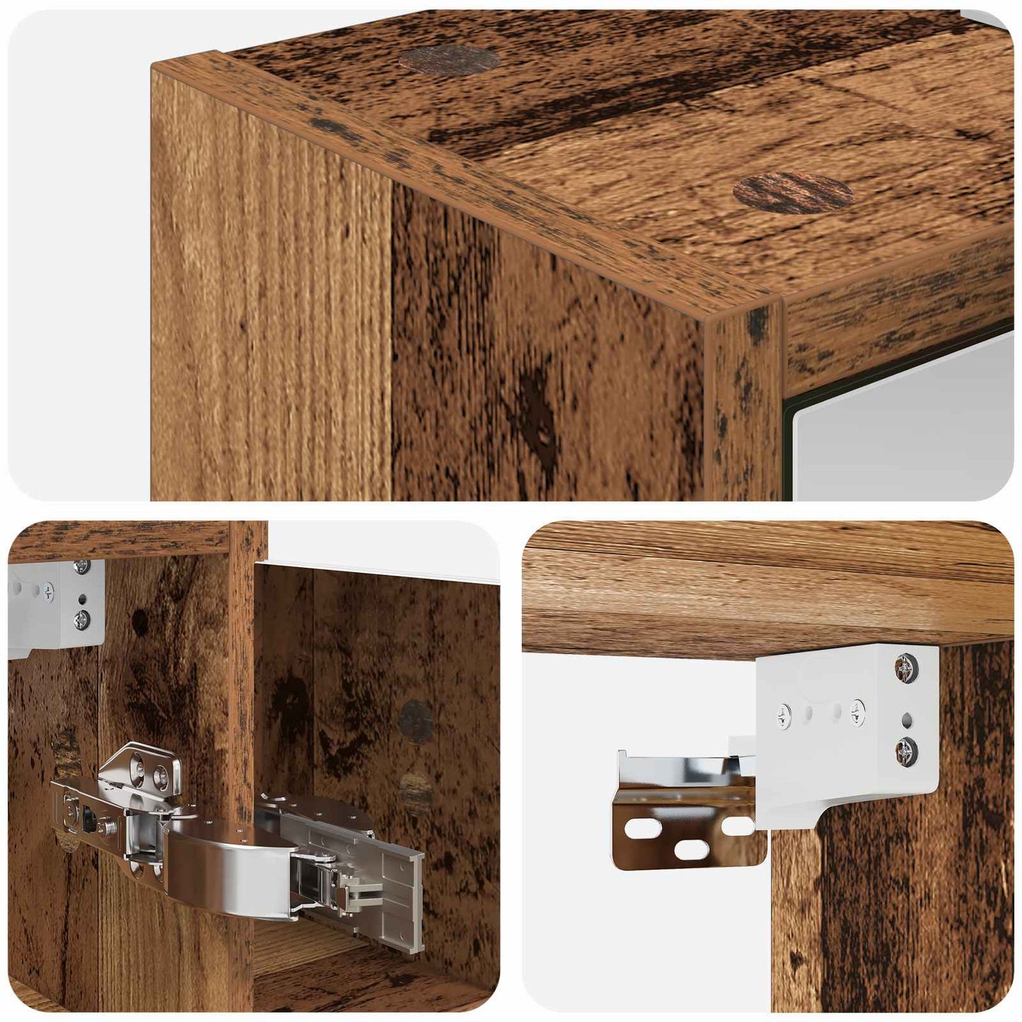 Baderomsspeilskap Gammelt tre 63,5 x 16 x 62,5 cm