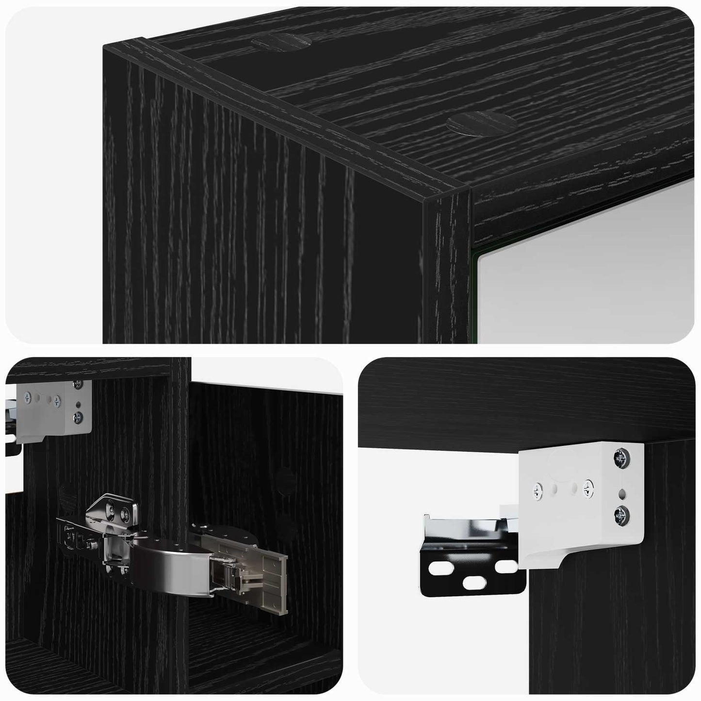Baderomsspeilskap Svart Eik 73,5 x 16 x 62,5 cm Konstruert tre