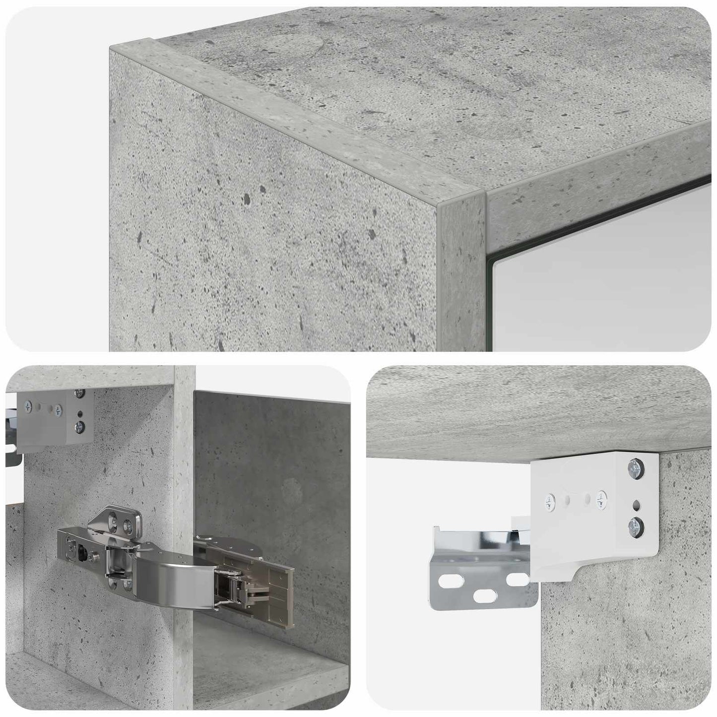 Baderomsspeilskap Betonggrå 73,5 x 16 x 62,5 cm Konstruert tre