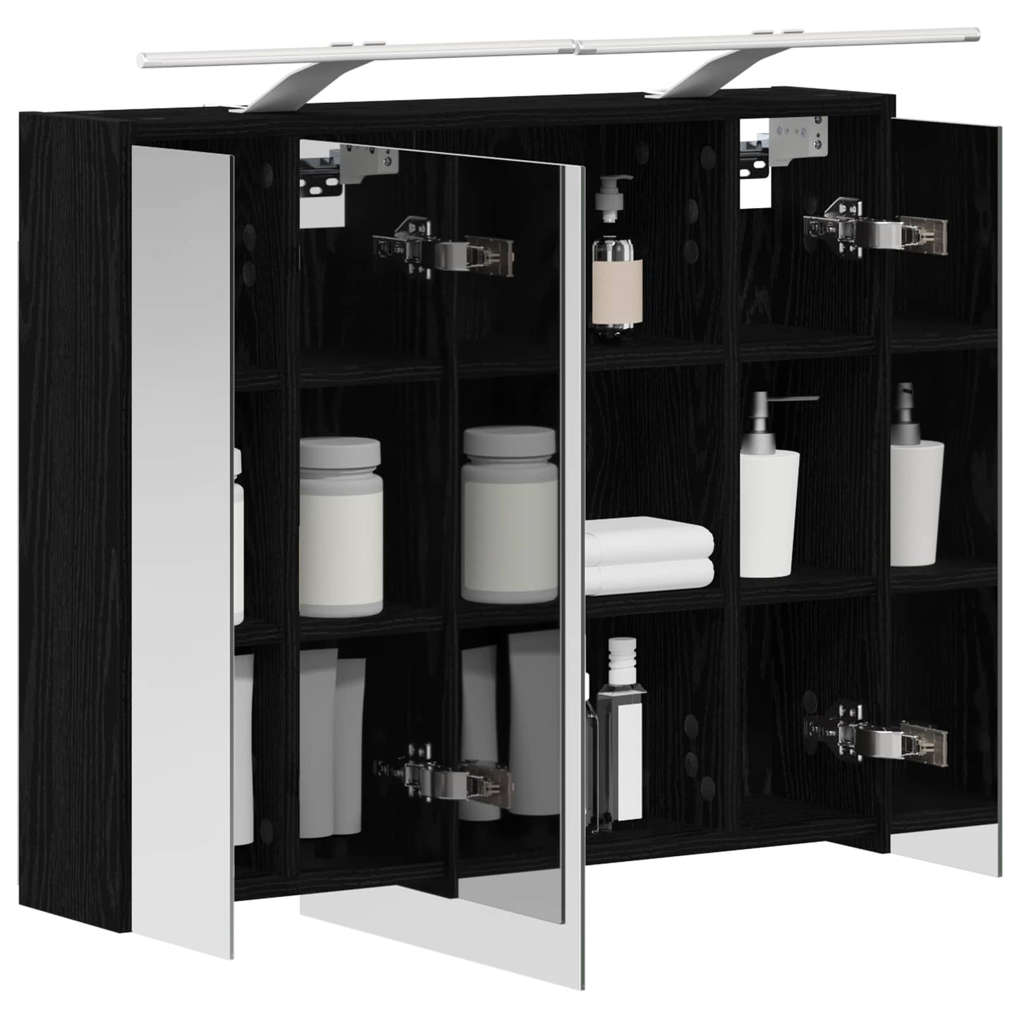 Baderomsspeilskap Svart Eik 73,5 x 16 x 62,5 cm Konstruert tre