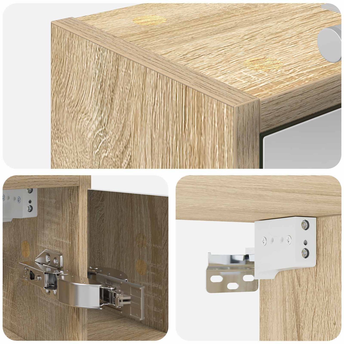 Baderomsspeilskap Sonoma eik 73,5 x 16 x 62,5 cm Konstruert tre