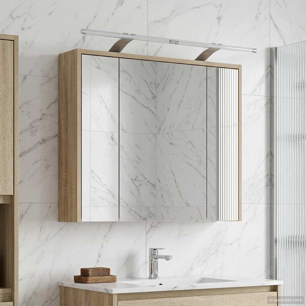 Baderomsspeilskap Sonoma eik 73,5 x 16 x 62,5 cm Konstruert tre