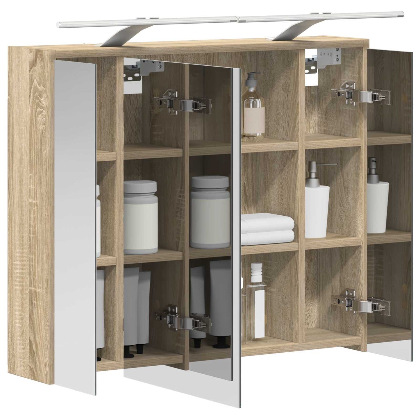 Baderomsspeilskap Sonoma eik 73,5 x 16 x 62,5 cm Konstruert tre