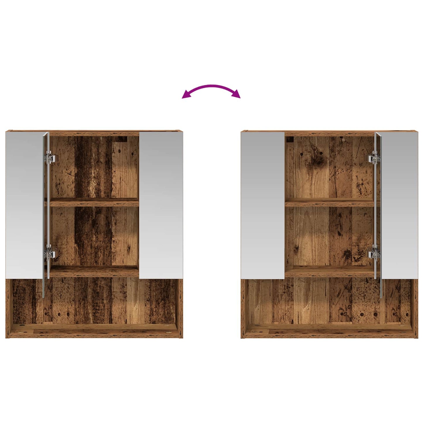 Baderomsspeilskap Gammelt tre 60 x 14.5 x 70 cm Konstruert tre