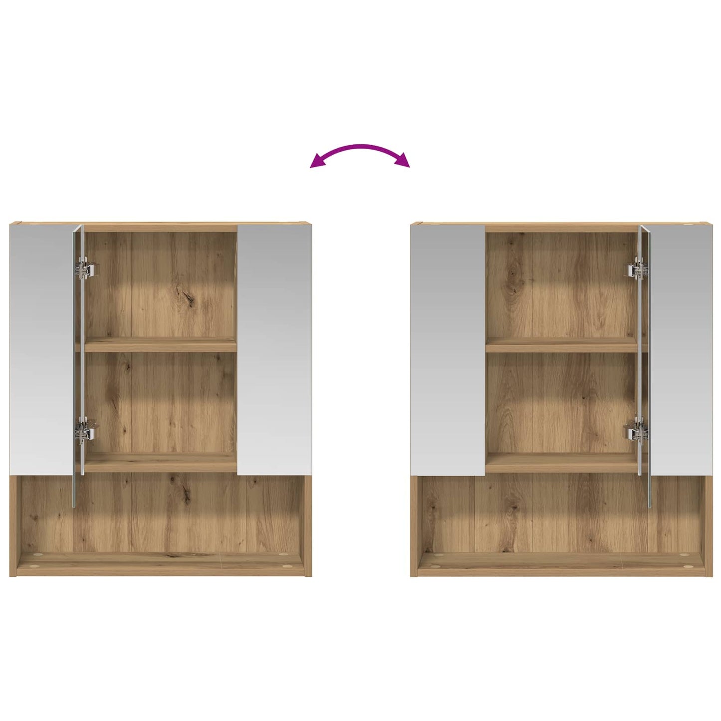 Baderomsspeilskap Kunstnerisk Eik 60 x 14.5 x 70 cm