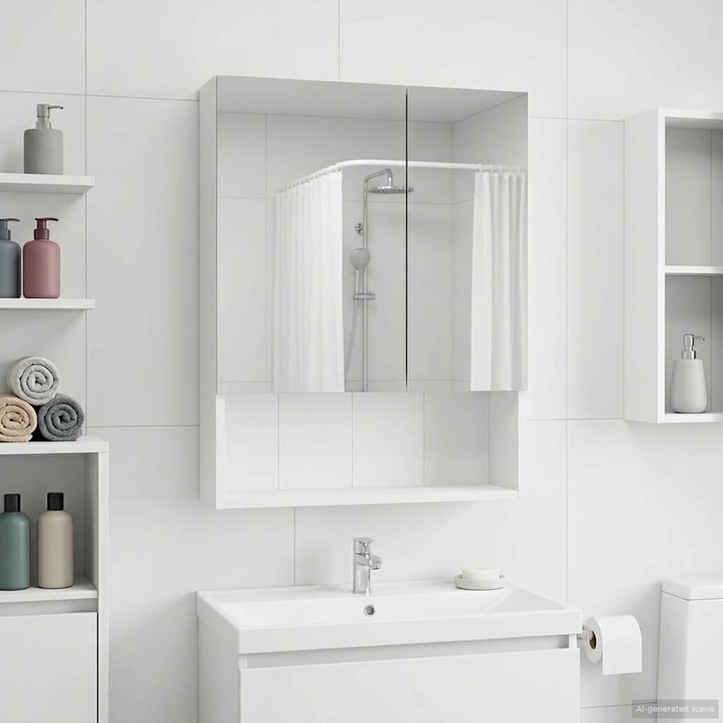 Baderomsspeilskap med dør Hvit 50 x 14,5 x 70 cm Konstruert tre