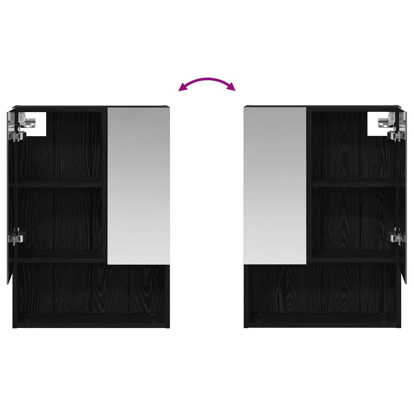Baderomsspeilskap Svart Eik 50 x 14,5 x 70 cm Konstruert tre