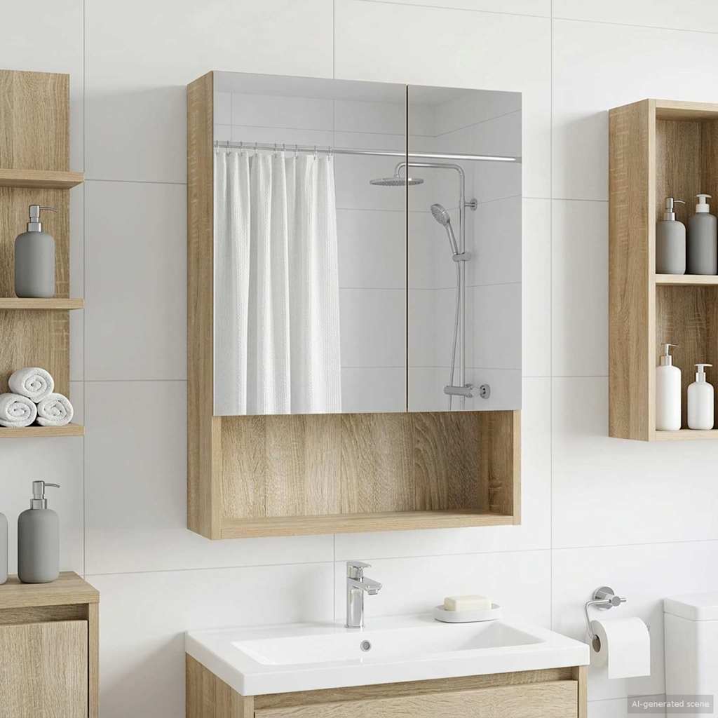 Baderomsspeilskap Sonoma eik 50 x 14,5 x 70 cm Konstruert tre