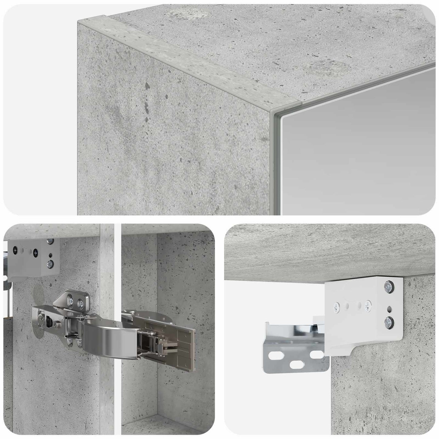 Baderomsspeilskap Betonggrå 50 x 14,5 x 70 cm Konstruert tre