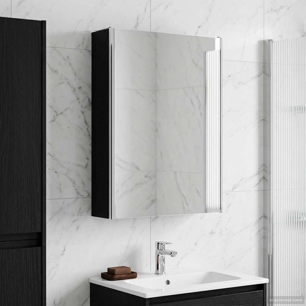 Baderomsspeilskap Svart Eik 53,5 x 15,5 x 70 cm Konstruert tre