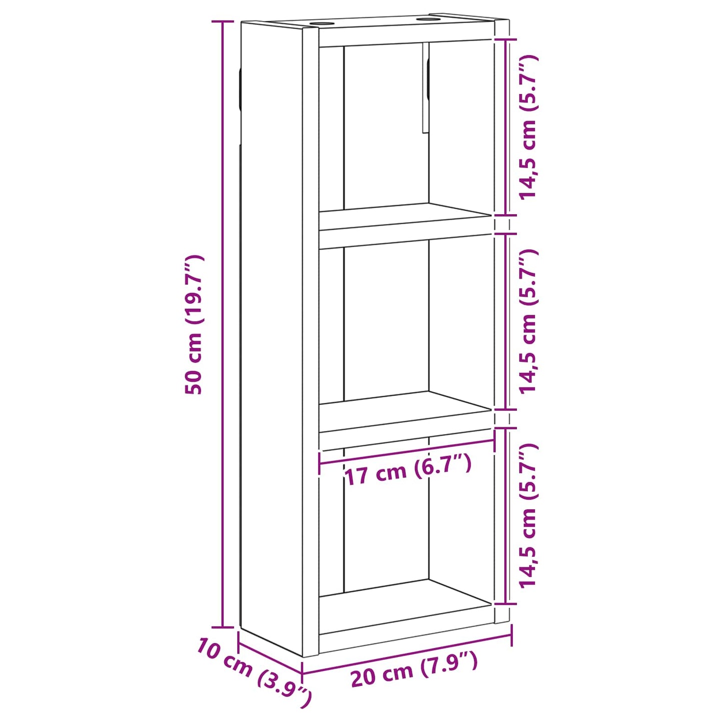 Baderom veggskap Røkt Eik 20 x 10 x 50 cm Konstruert tre
