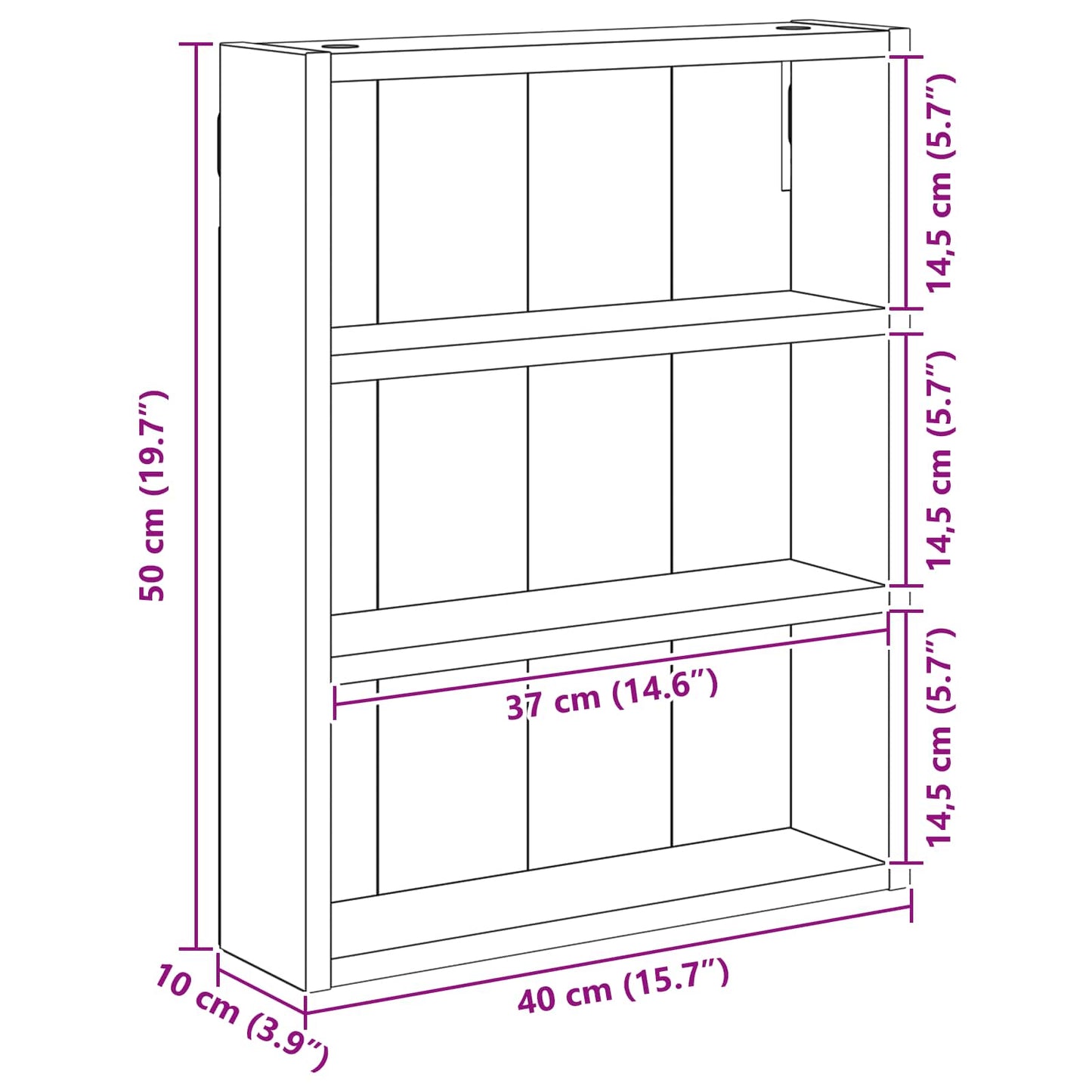 Baderom veggskap Røkt Eik 40 x 10 x 50 cm Konstruert tre
