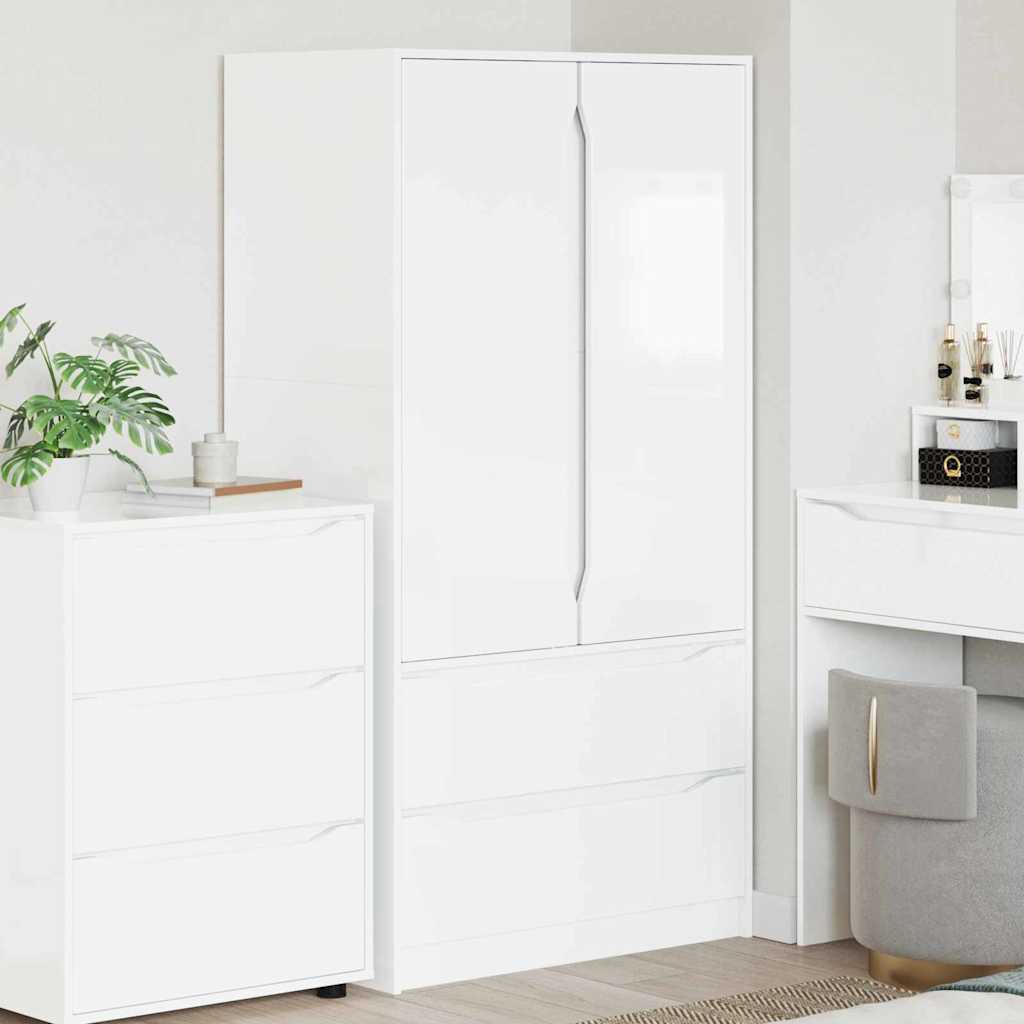 Garderobeskap Høgglans Hvit 79,5 x 49 x 156 cm Konstruert tre