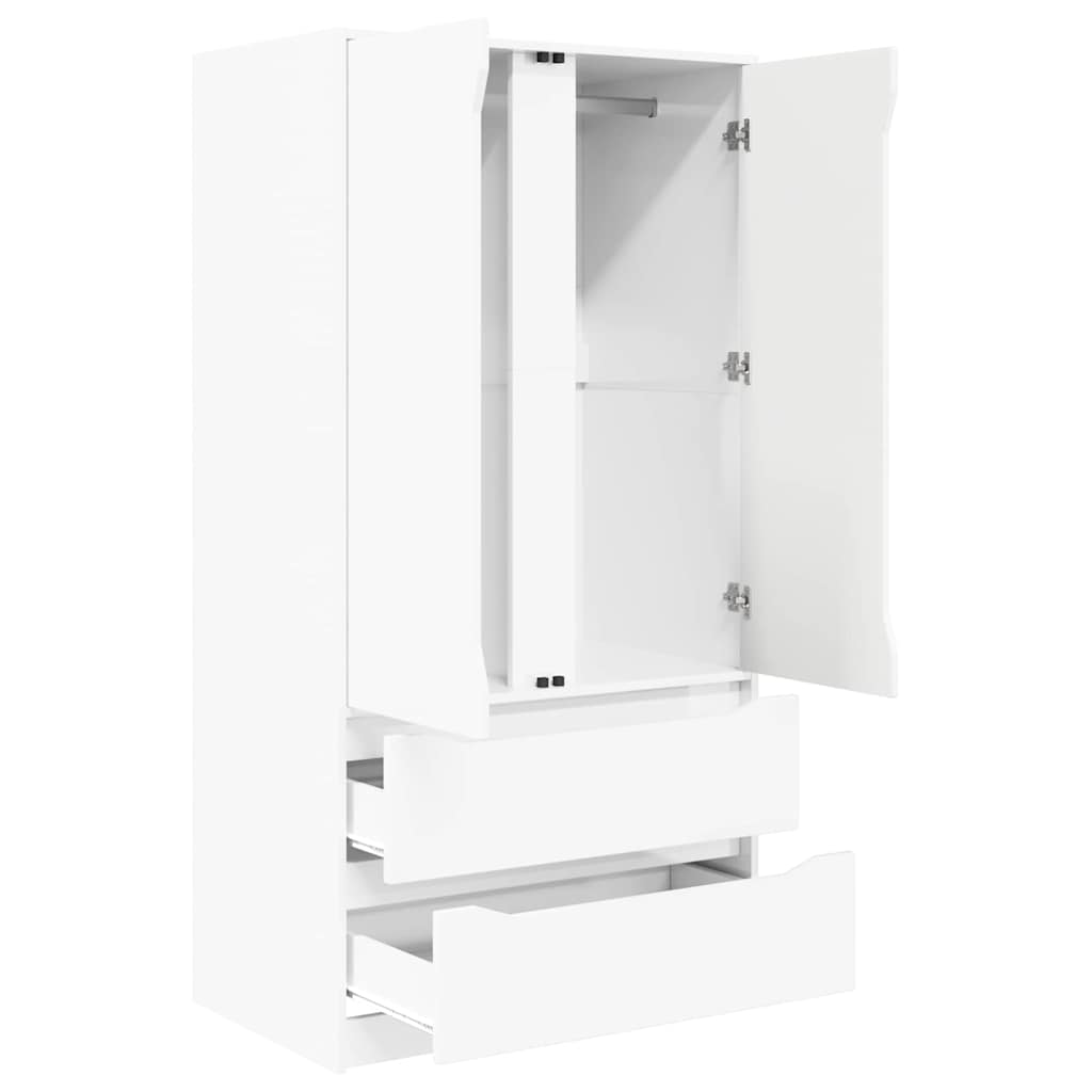 Garderobeskap Høgglans Hvit 79,5 x 49 x 156 cm Konstruert tre