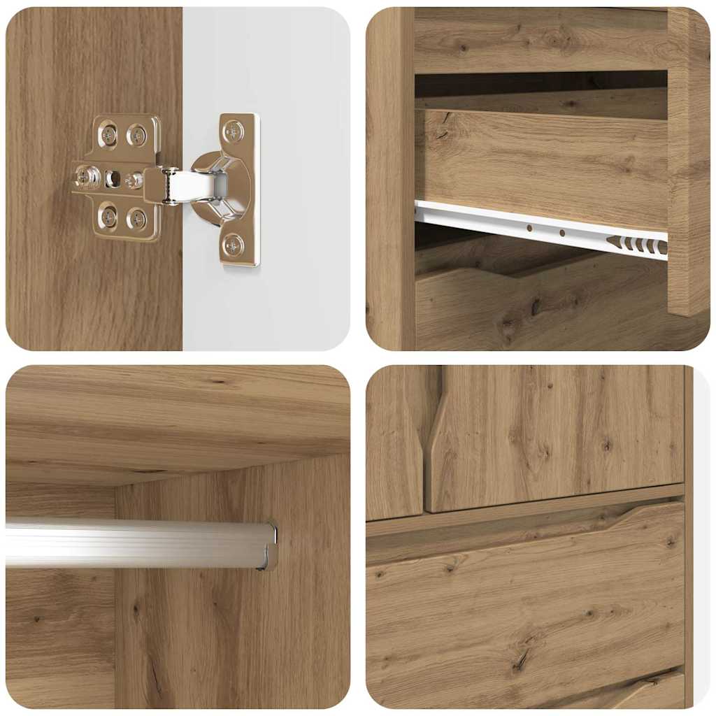 Garderobeskap Artisan Eik 79,5 x 49 x 156 cm Konstruert tre