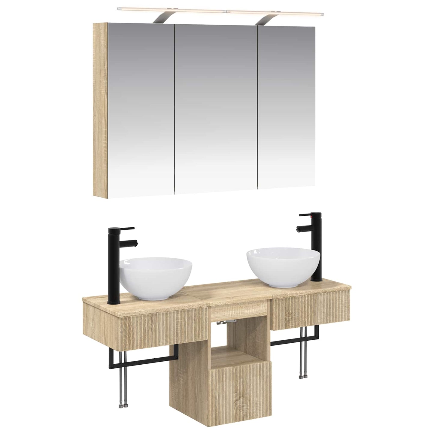 Baderomsskapsett 4 pcs Sonoma eik 100 x 14,5 x 70 cm