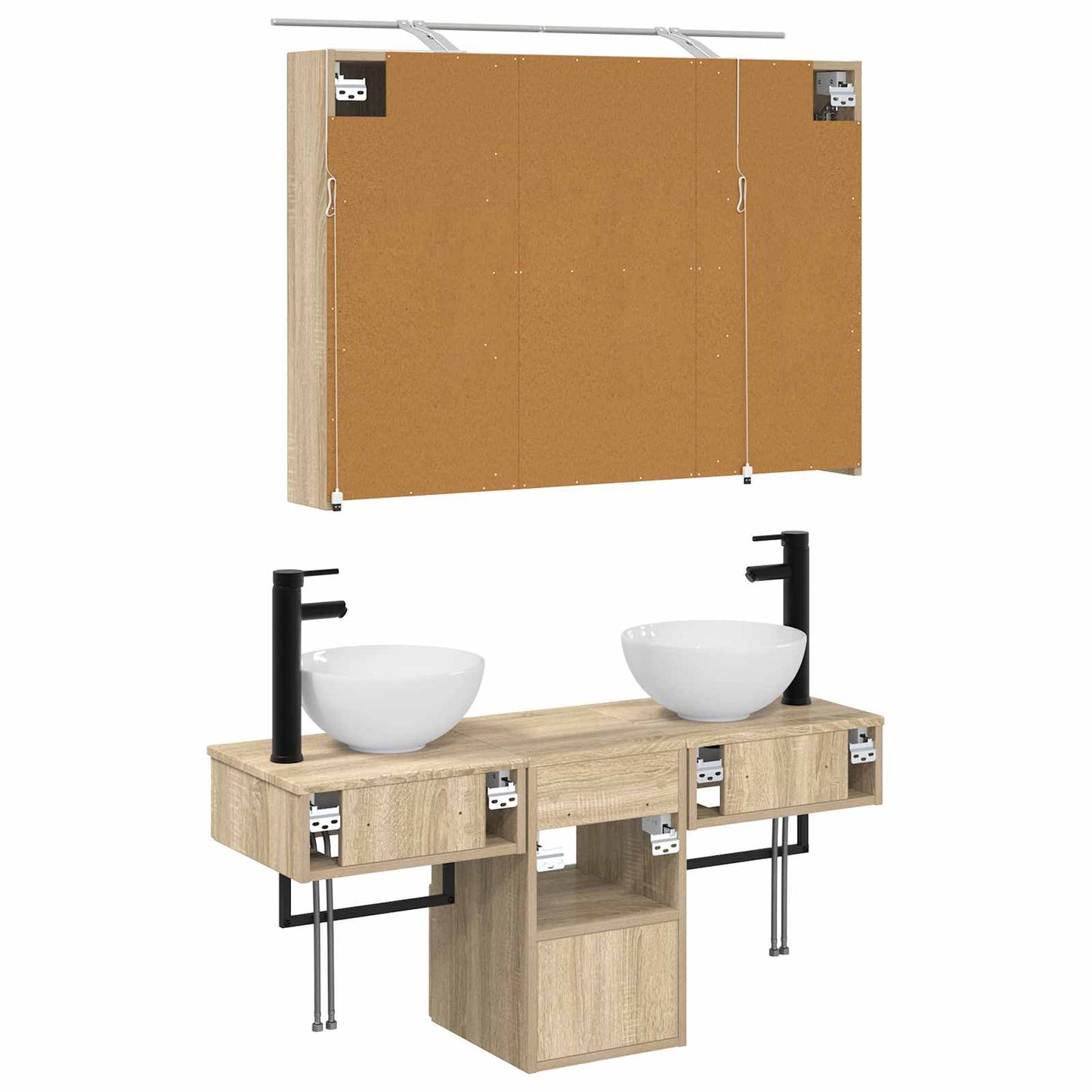Baderomsskapsett 4 pcs Sonoma eik 100 x 14,5 x 70 cm