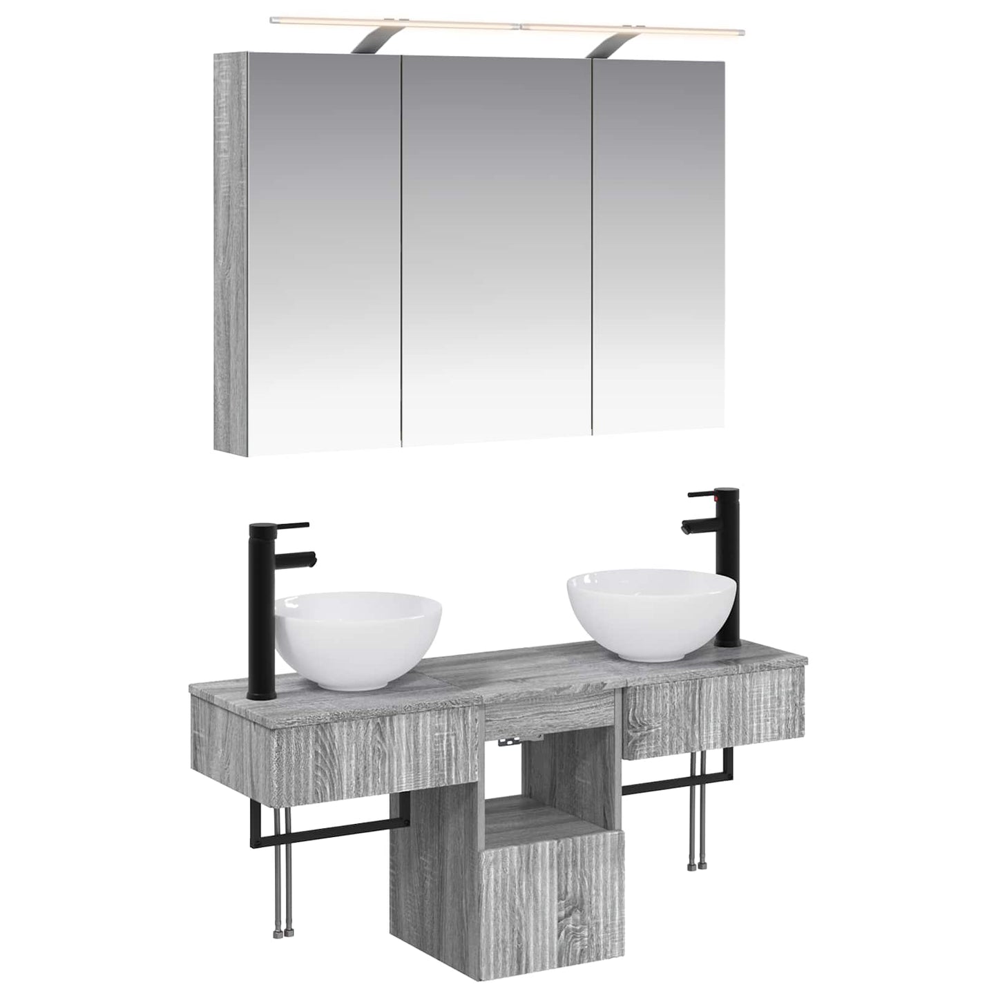 Baderomsskapsett 4 pcs Grå Sonoma 100 x 14,5 x 70 cm