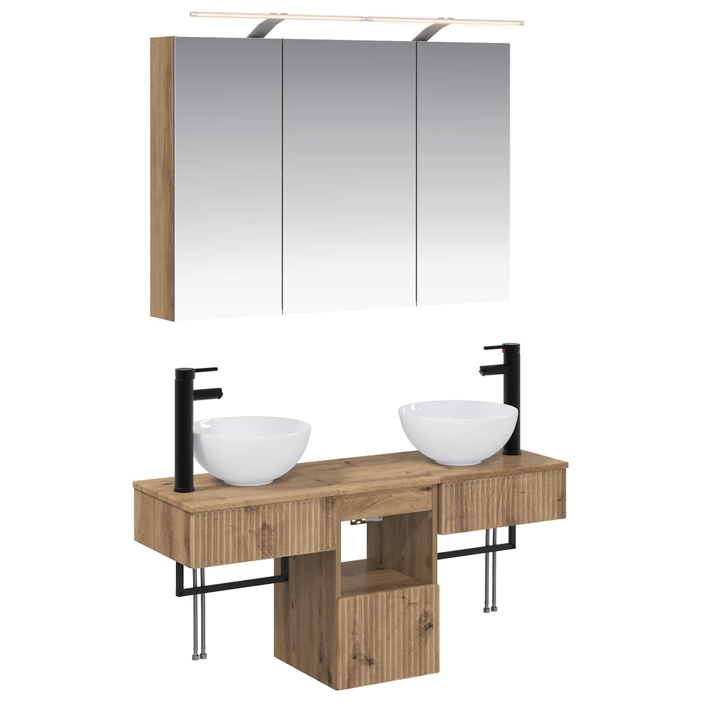 Baderomsskapsett 4 pcs 100 x 14,5 x 70 cm Konstruert tre