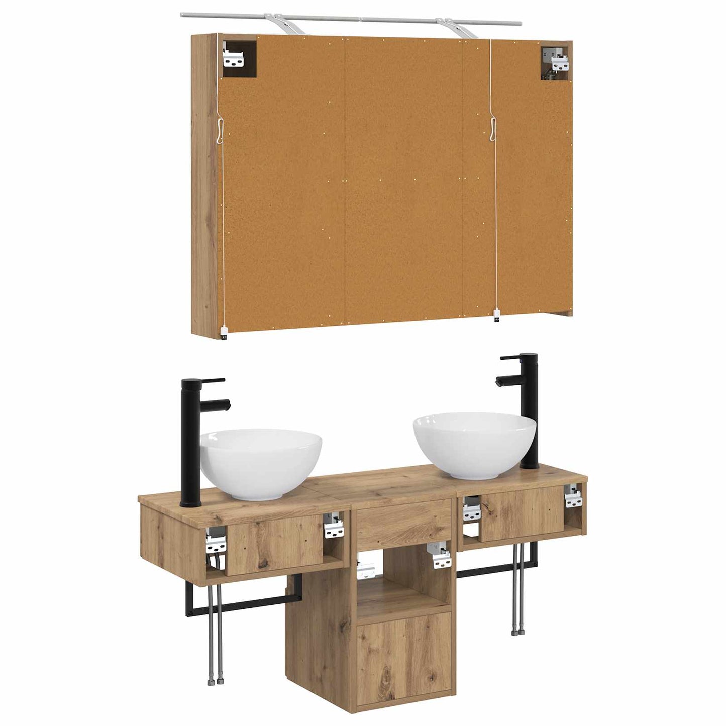 Baderomsskapsett 4 pcs 100 x 14,5 x 70 cm Konstruert tre