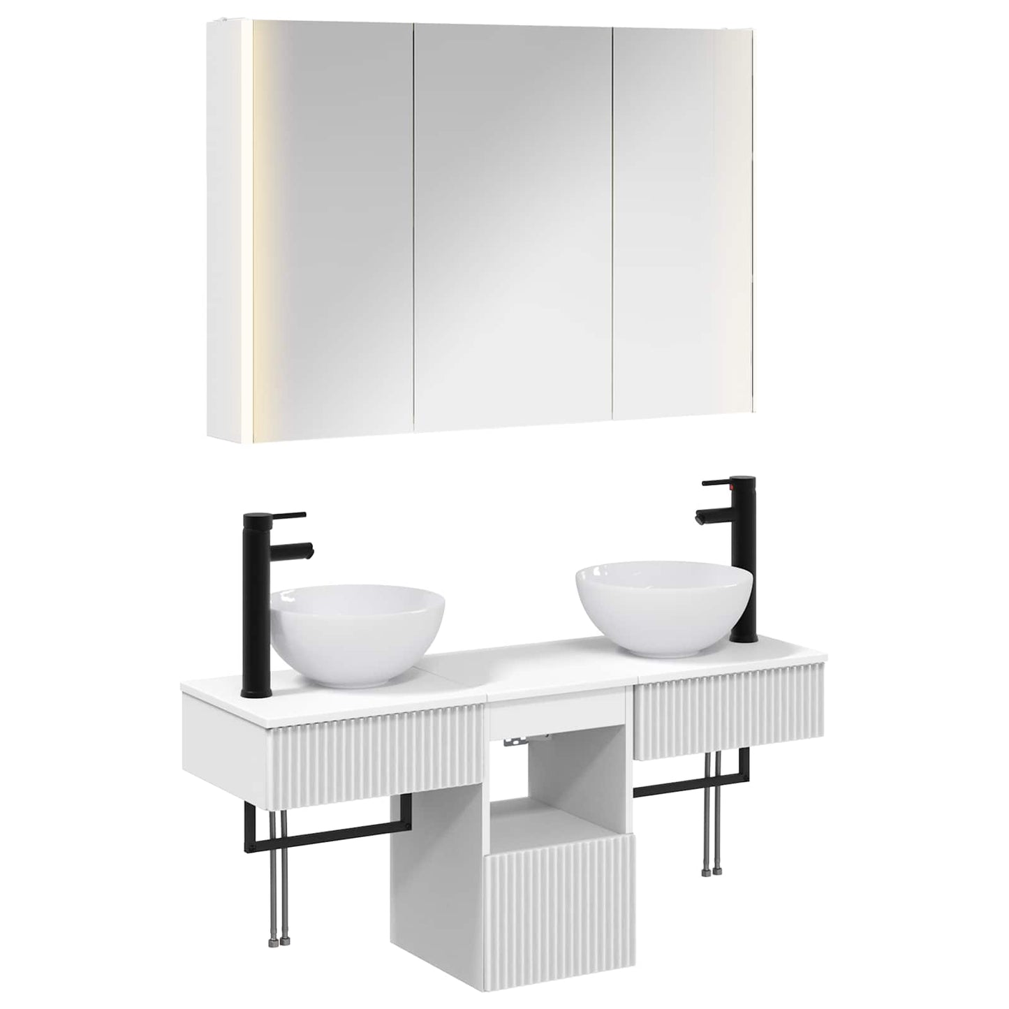 Baderomsskapsett 4 pcs Hvit 103,5 x 15,5 x 70 cm Konstruert tre