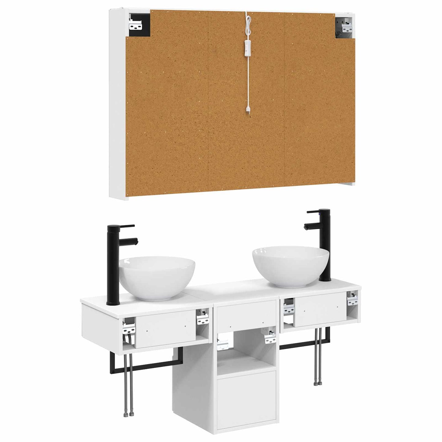 Baderomsskapsett 4 pcs Hvit 103,5 x 15,5 x 70 cm Konstruert tre