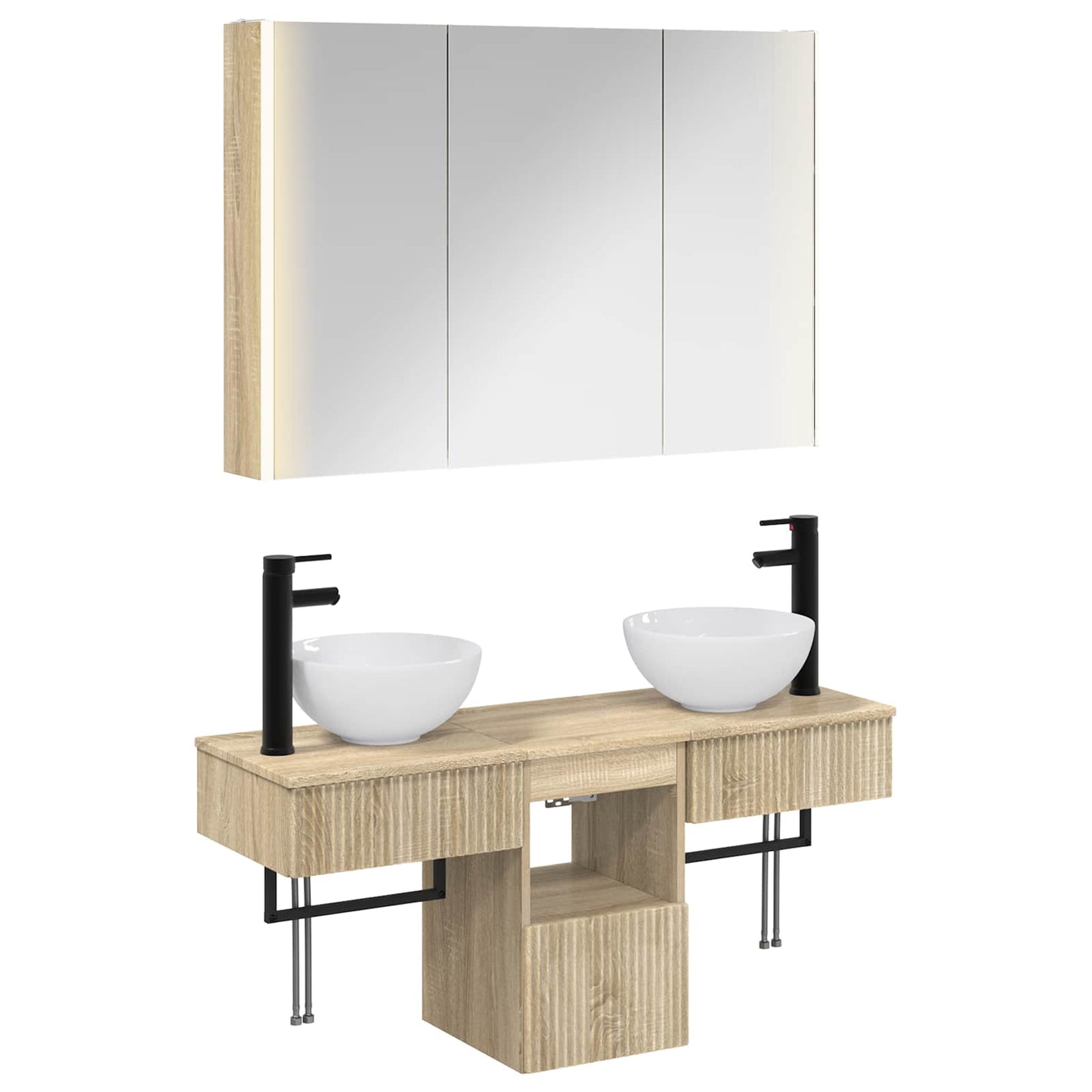 Baderomsskapsett 4 pcs Sonoma eik 103,5 x 15,5 x 70 cm