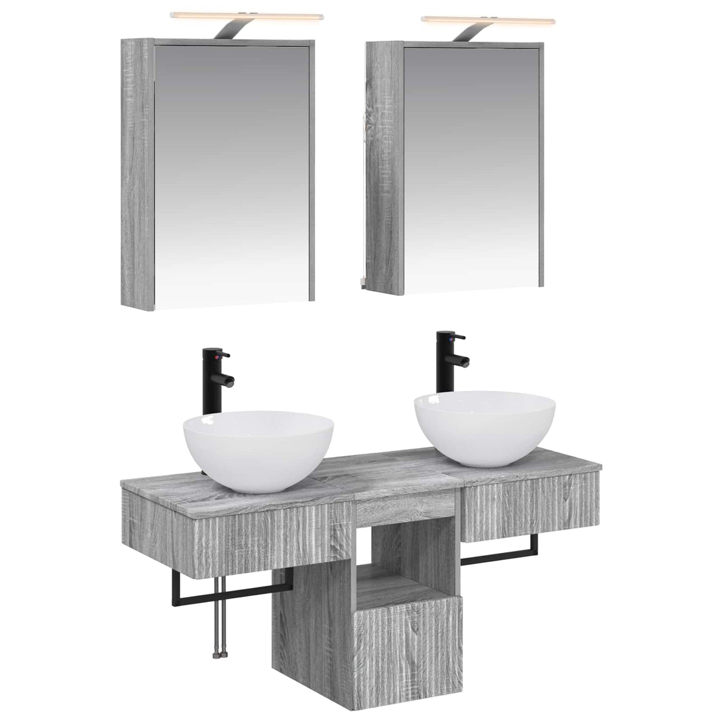 Baderomsskapsett 5 pcs Grå Sonoma 43 x 16 x 62,5 cm