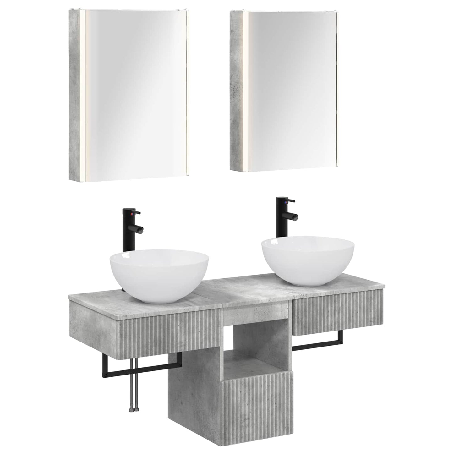 Baderomsskapsett 5 pcs Betonggrå 43 x 11,5 x 60,5 cm