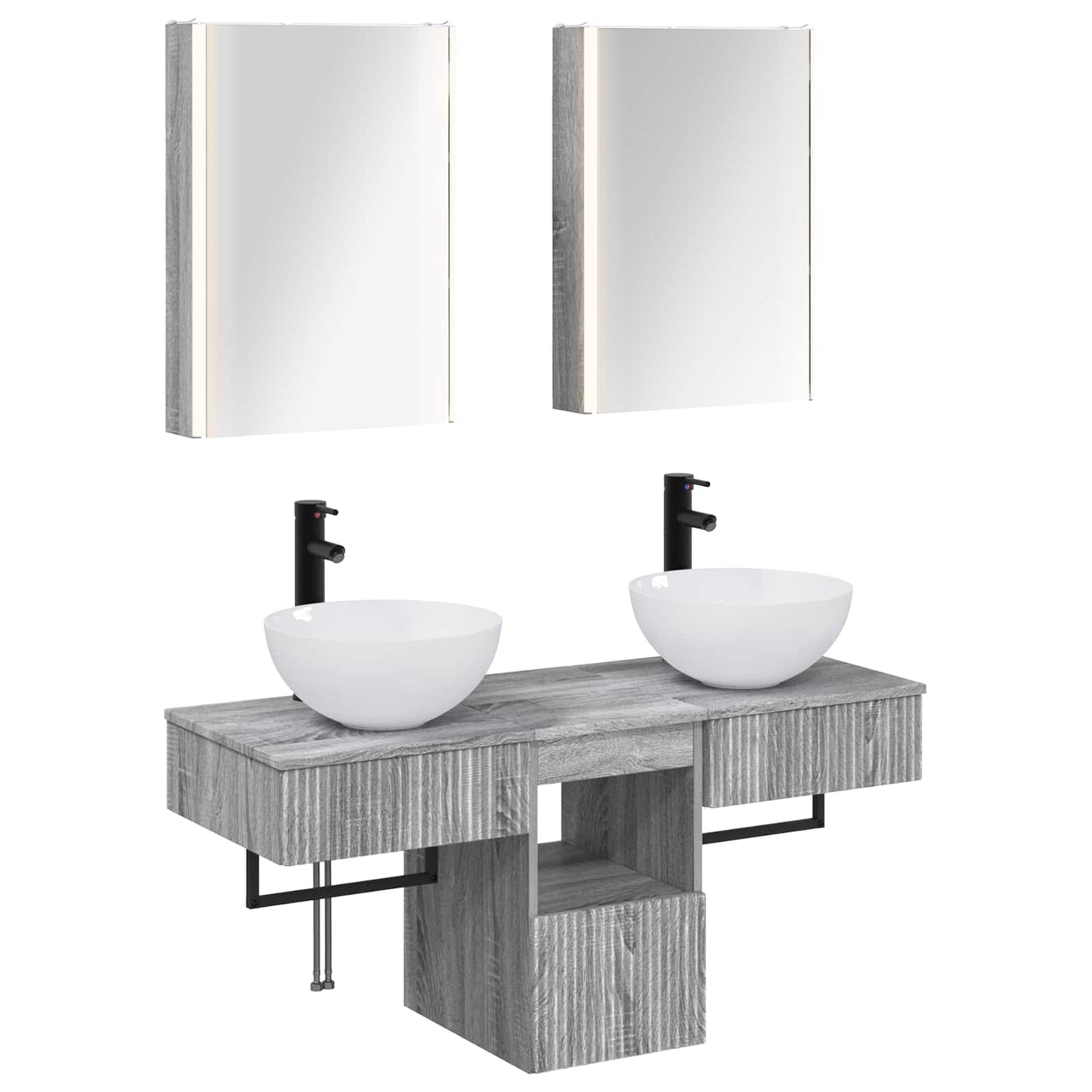 Baderomsskapsett 5 pcs Grå Sonoma 43 x 11,5 x 60,5 cm