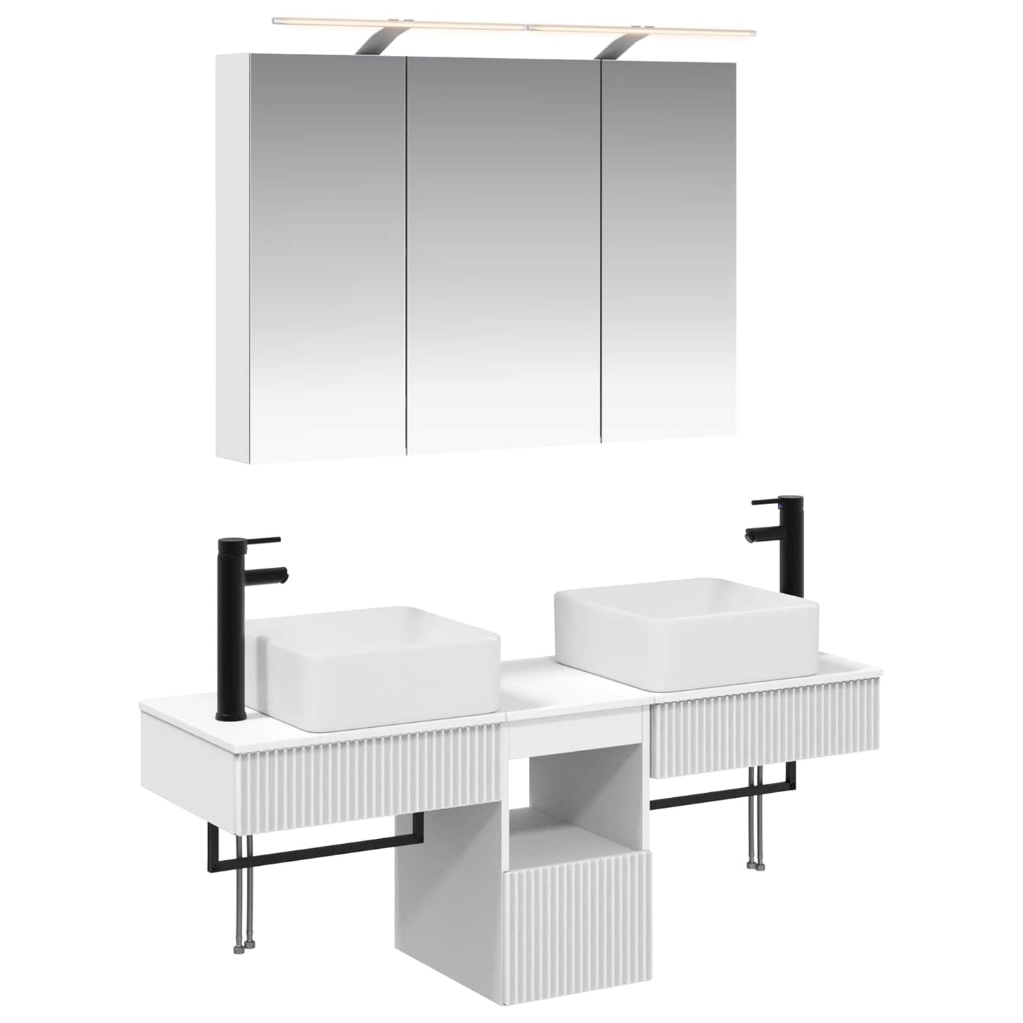 Baderomsskapsett 4 pcs Hvit 100 x 14,5 x 70 cm Konstruert tre