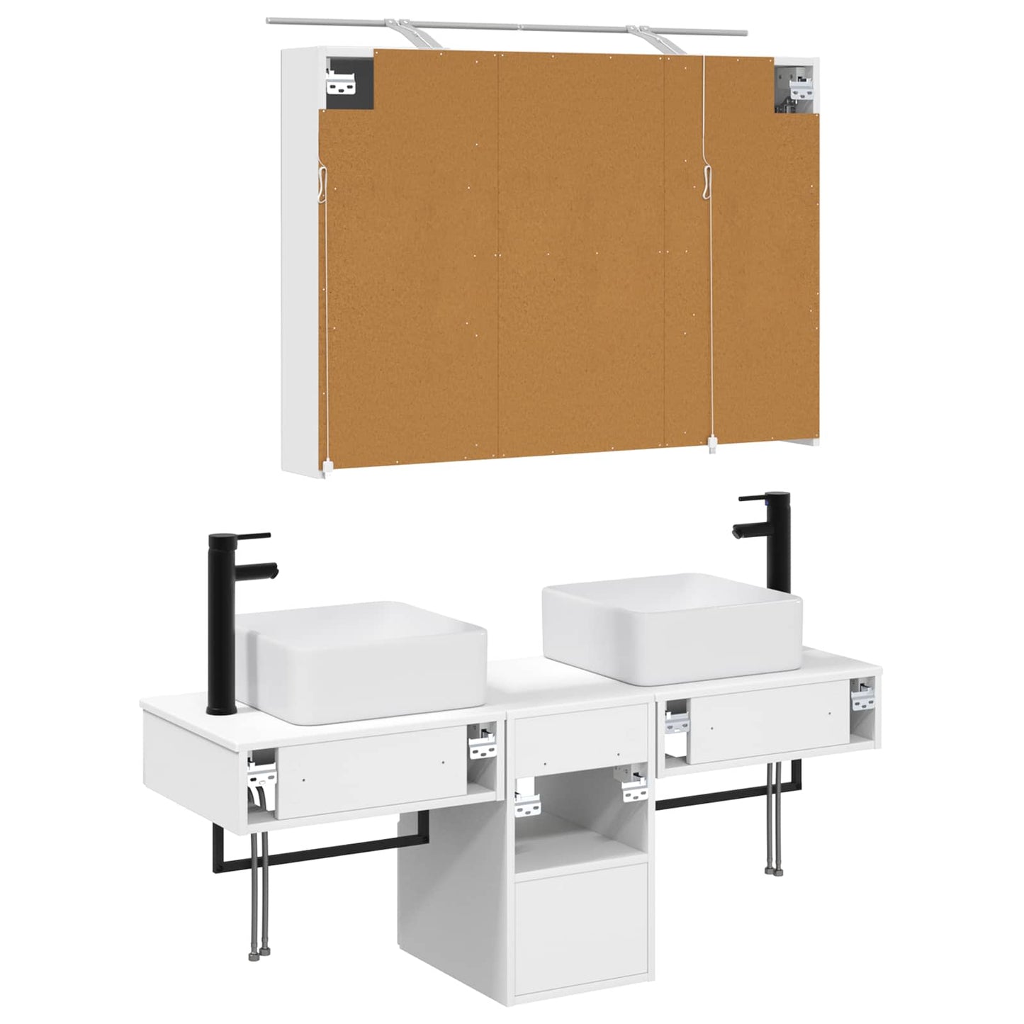 Baderomsskapsett 4 pcs Hvit 100 x 14,5 x 70 cm Konstruert tre