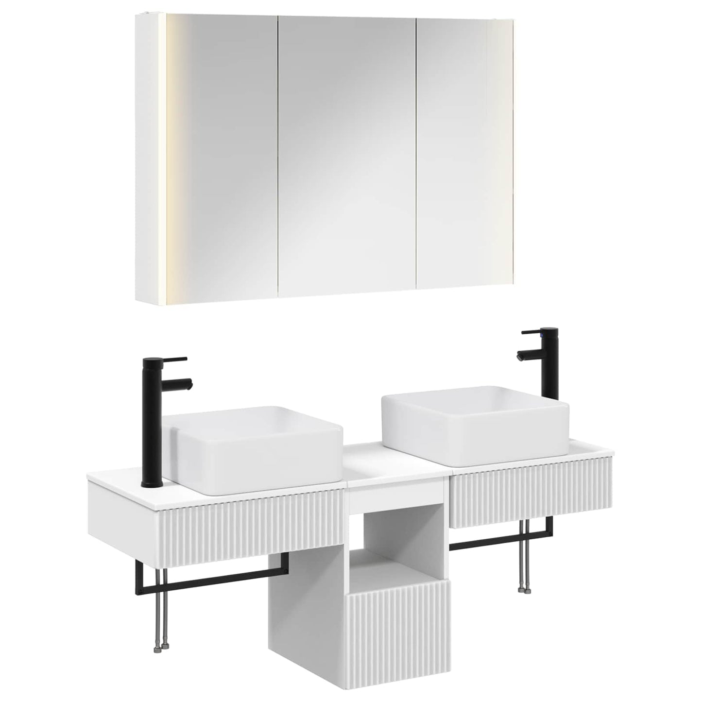 Baderomsskapsett 4 pcs Hvit 103,5 x 15,5 x 70 cm Konstruert tre