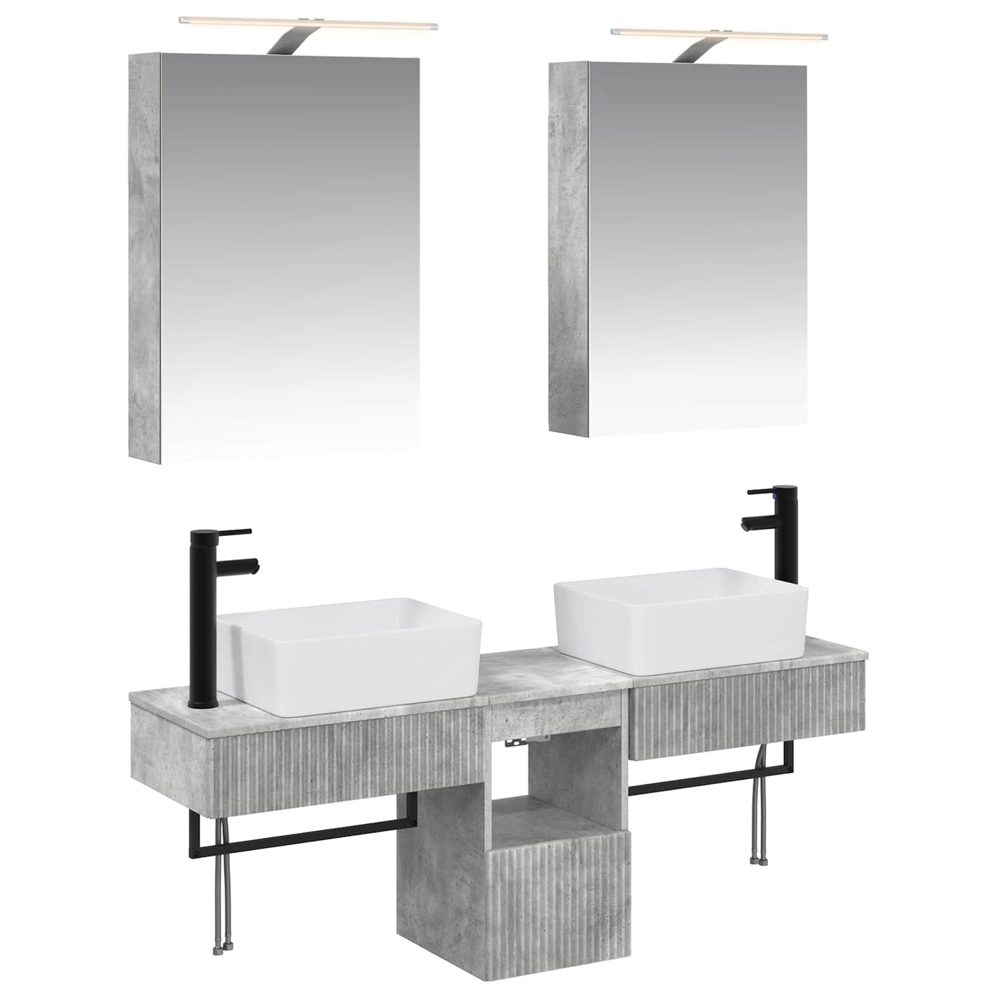 Baderomsskapsett 5 pcs Betonggrå 50 x 14,5 x 70 cm