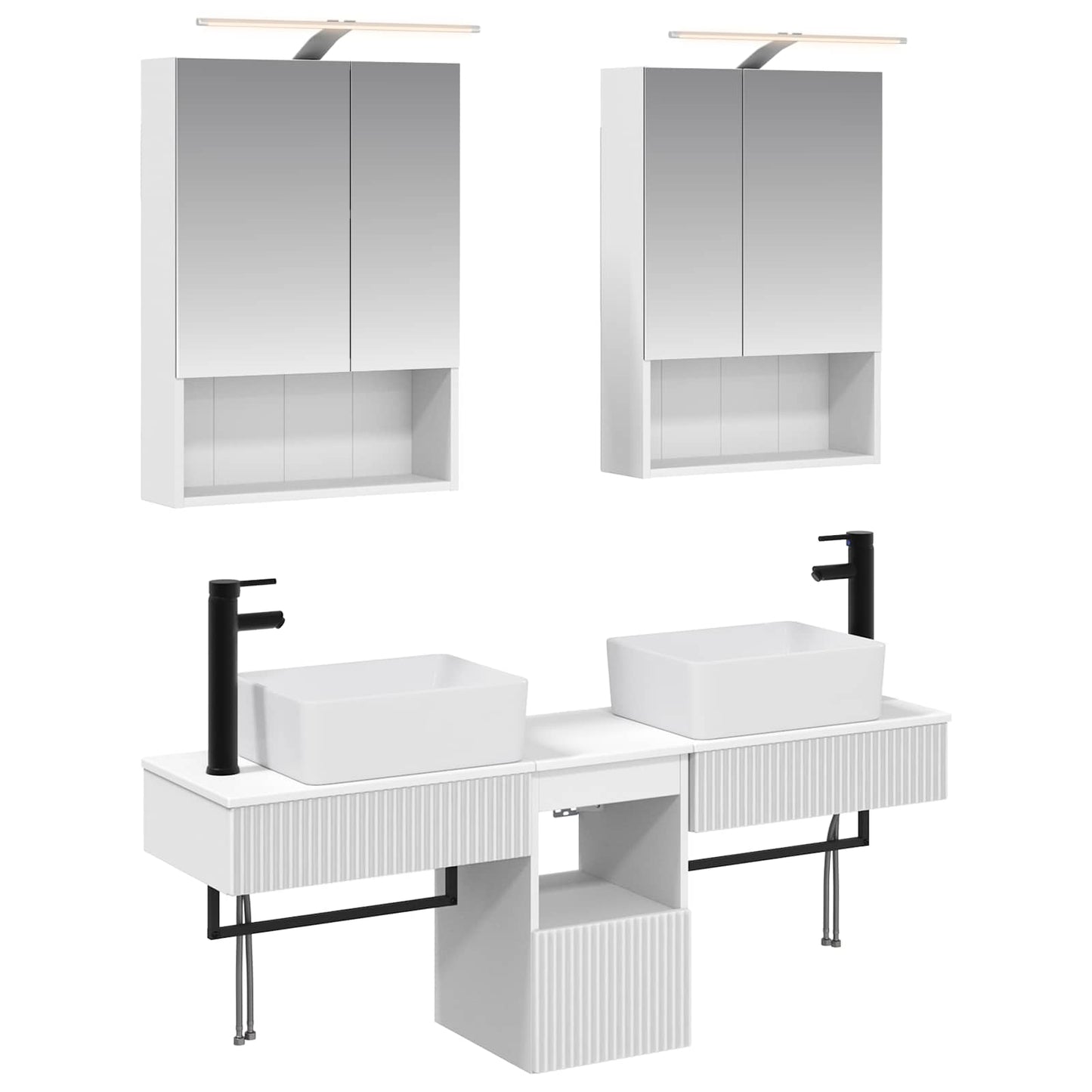 Baderomsskapsett 5 pcs Hvit 50 x 14,5 x 70 cm Konstruert tre