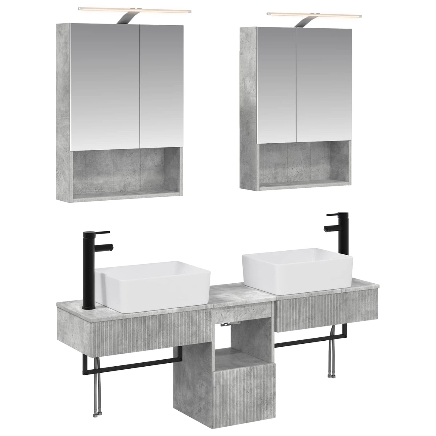 Baderomsskapsett 5 pcs Betonggrå 50 x 14,5 x 70 cm