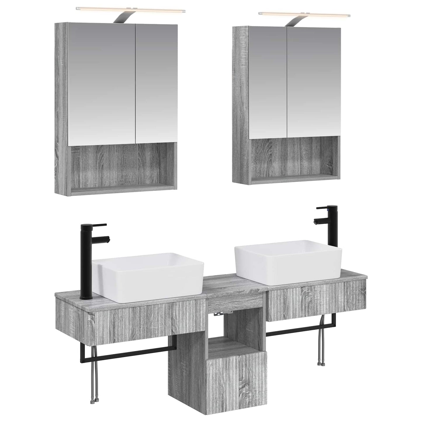Baderomsskapsett 5 pcs Grå Sonoma 50 x 14,5 x 70 cm