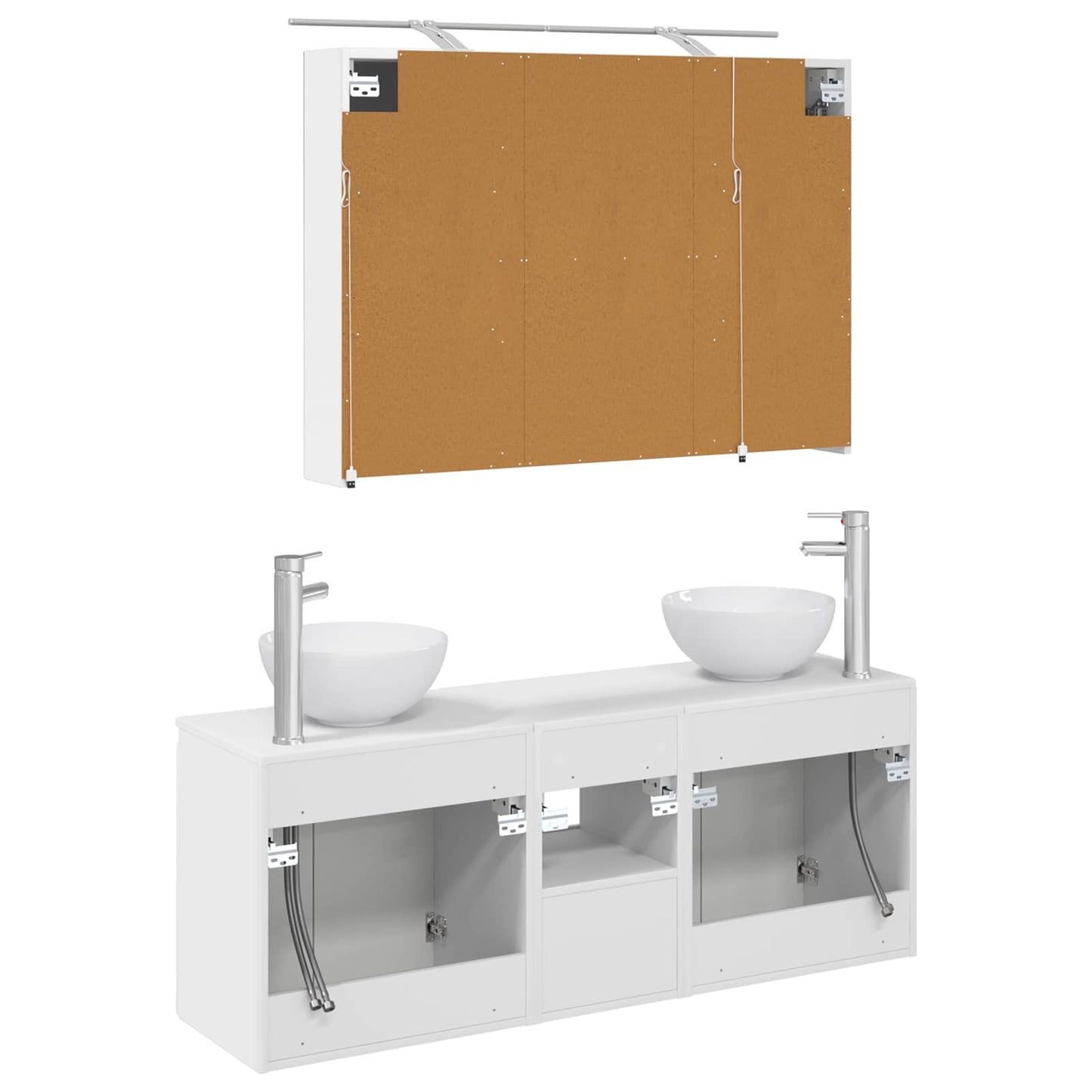 Baderomsskapsett 4 pcs Hvit 100 x 14,5 x 70 cm Konstruert tre