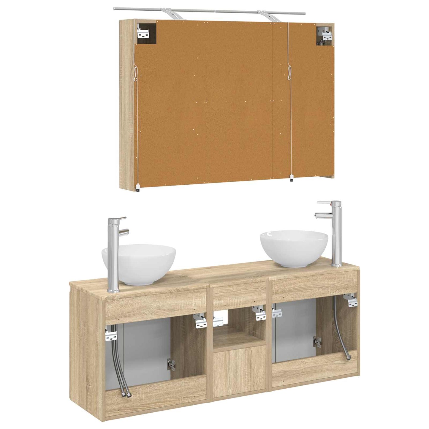 Baderomsskapsett 4 pcs Sonoma eik 100 x 14,5 x 70 cm