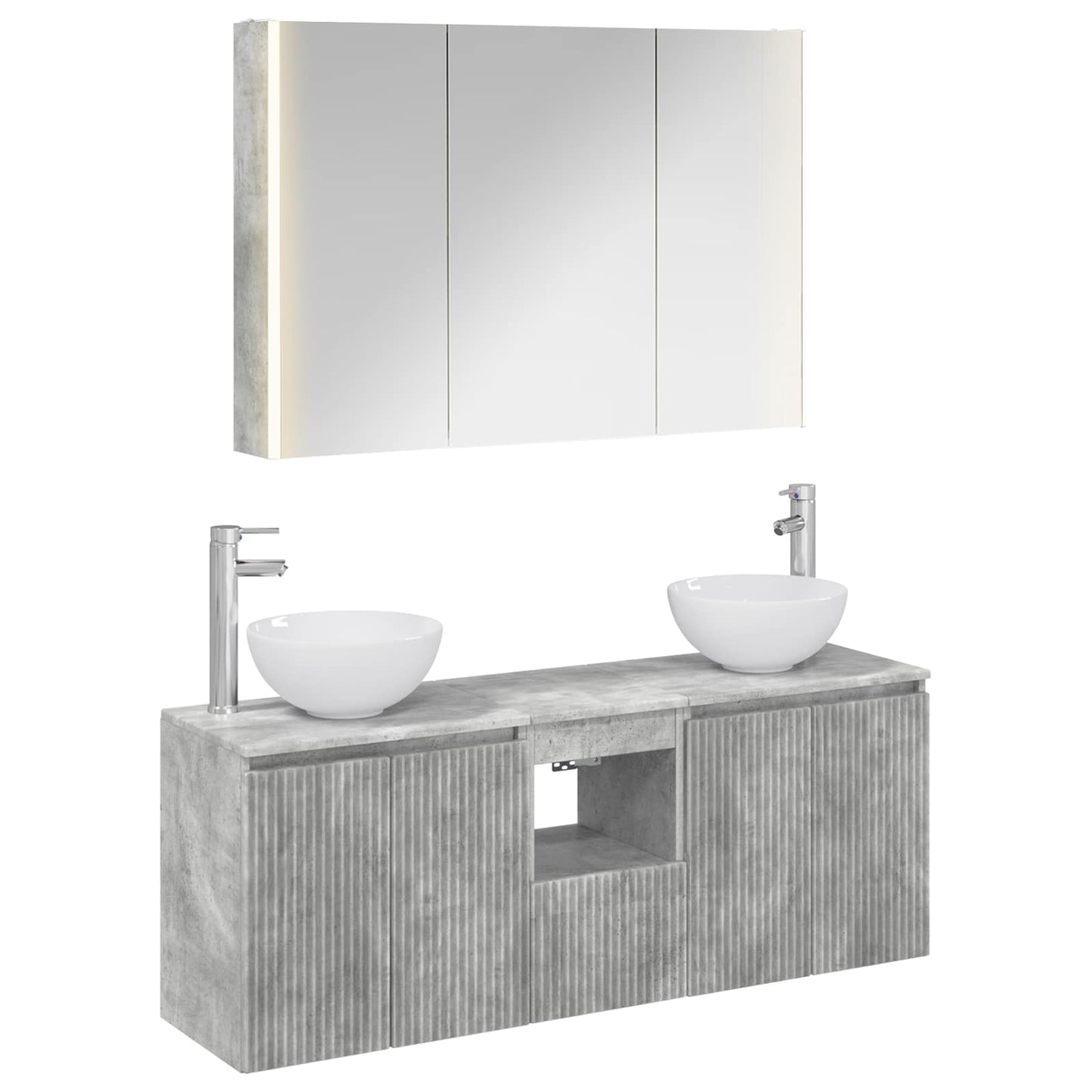 Baderomsskapsett 4 pcs Betonggrå 103,5 x 15,5 x 70 cm