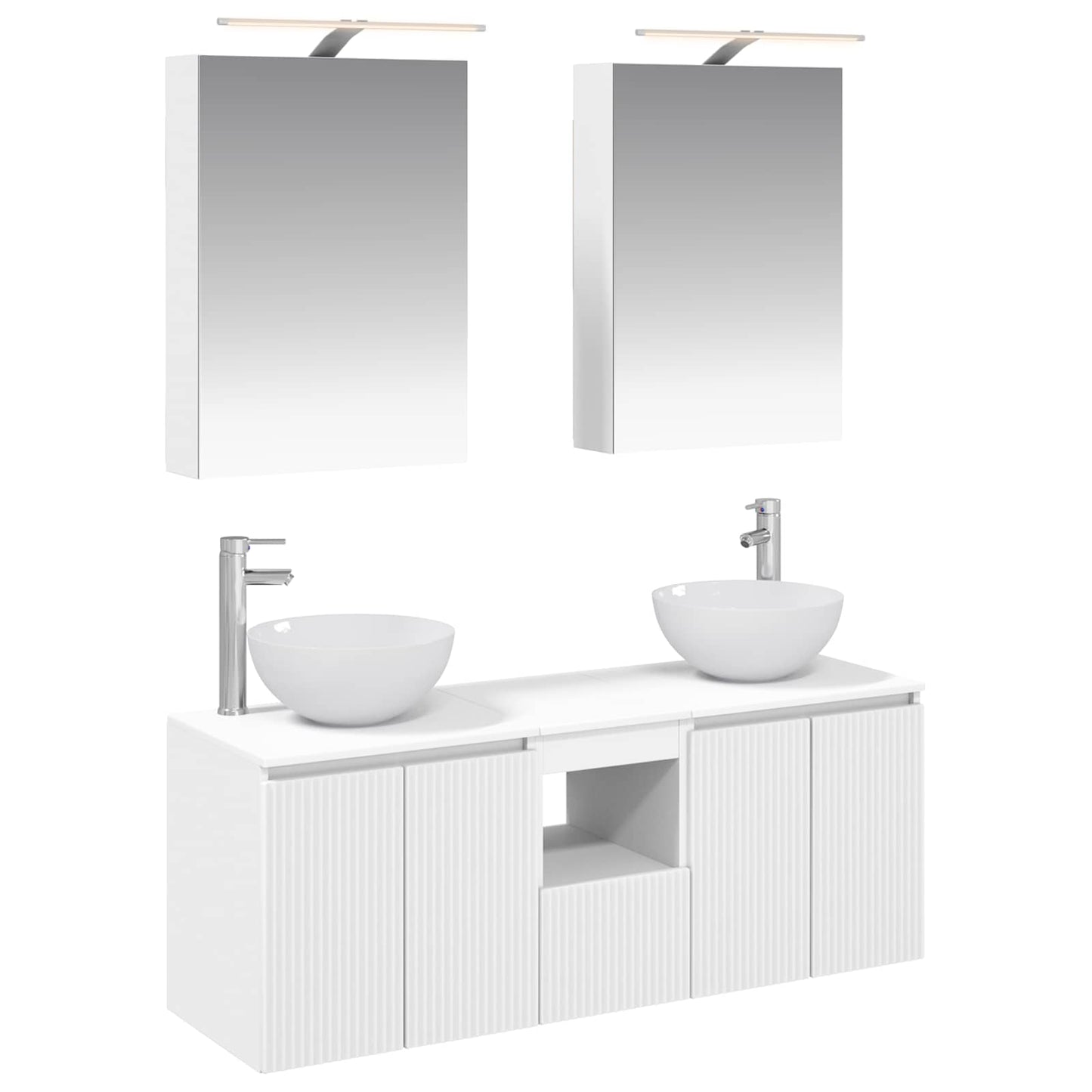 Baderomsskapsett 5 pcs Hvit 50 x 14,5 x 70 cm Konstruert tre