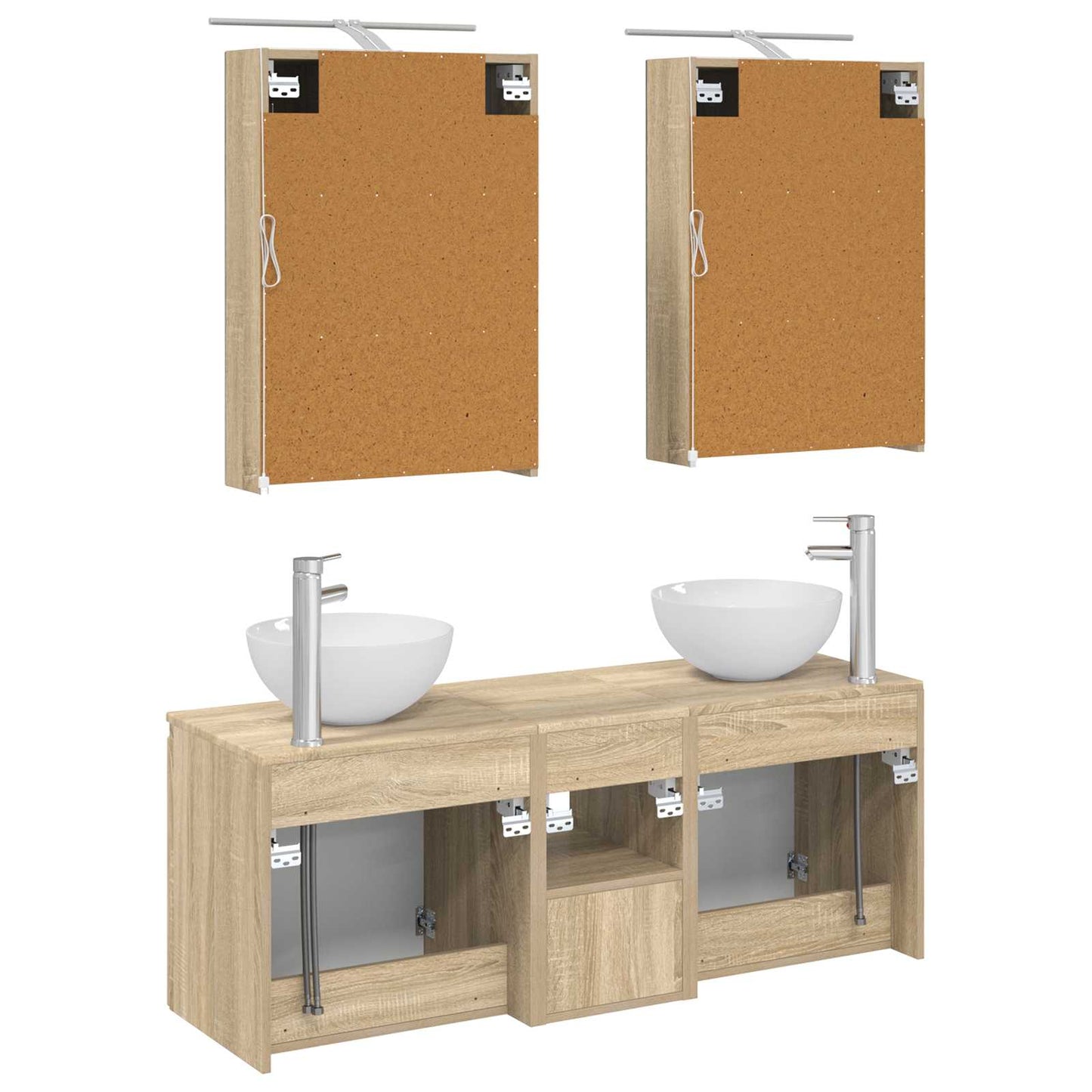 Baderomsskapsett 5 pcs Sonoma eik 50 x 14,5 x 70 cm