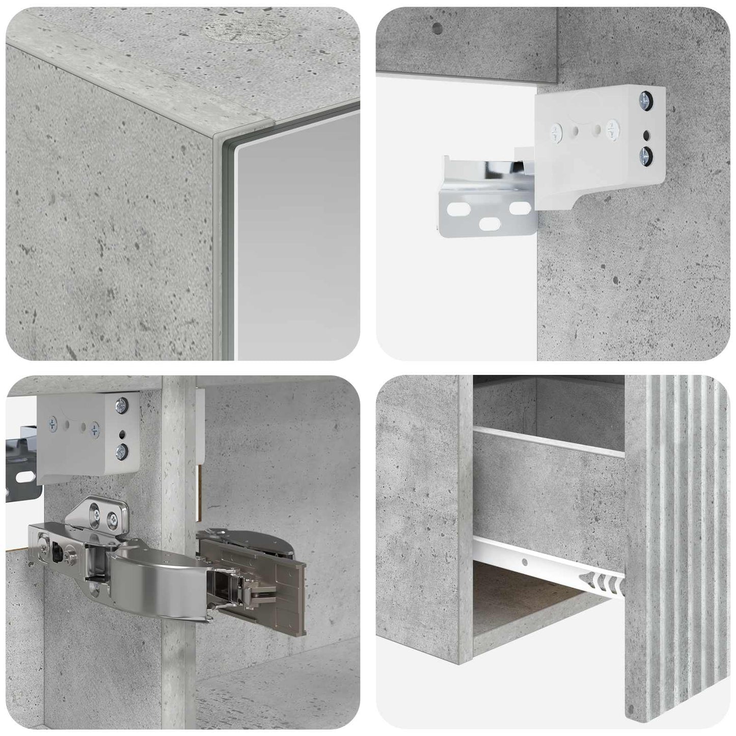 Baderomsskapsett 5 pcs Betonggrå 50 x 14,5 x 70 cm