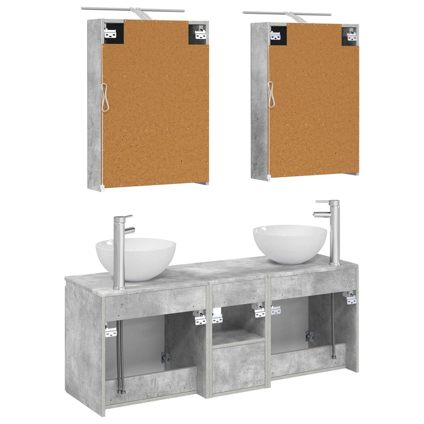 Baderomsskapsett 5 pcs Betonggrå 50 x 14,5 x 70 cm