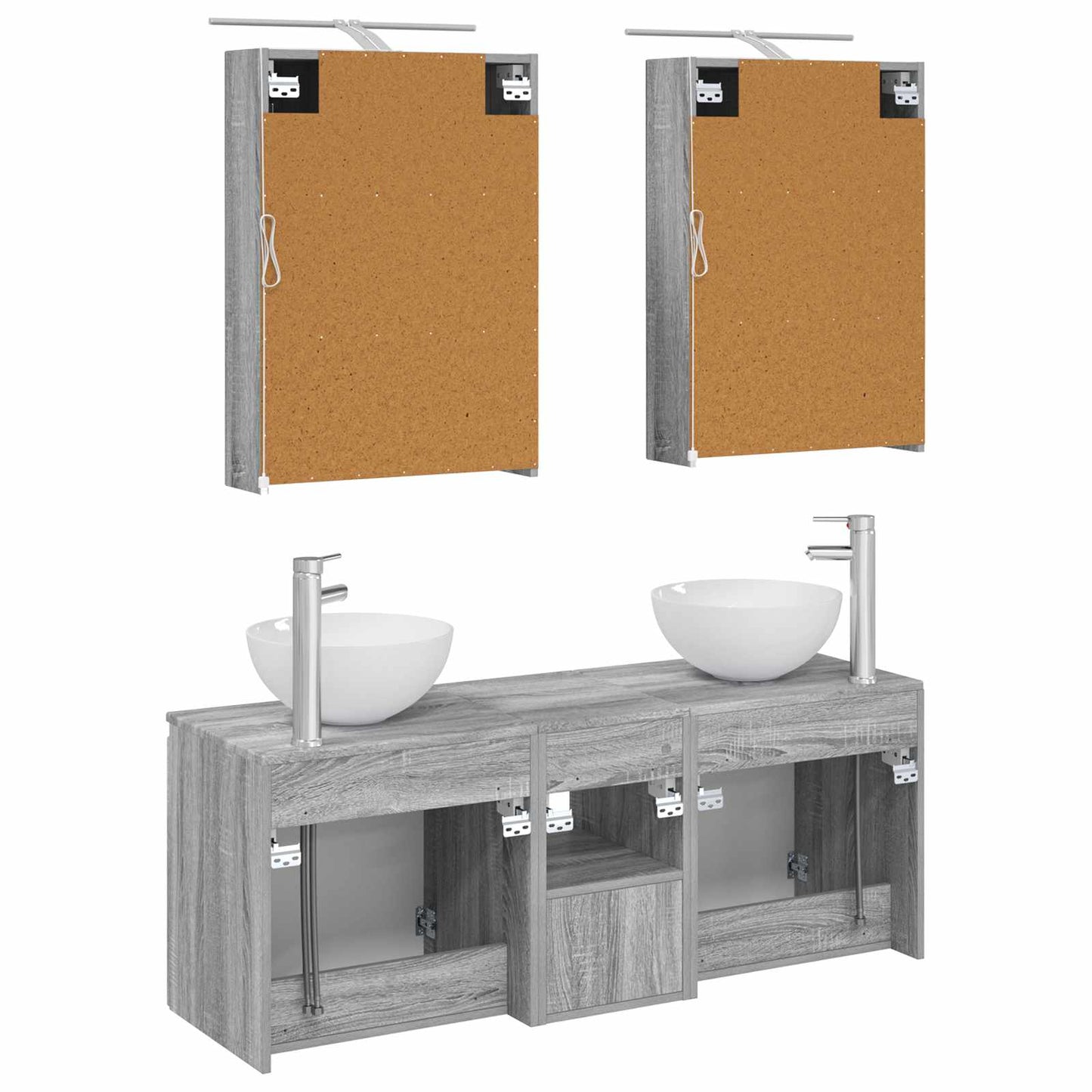 Baderomsskapsett 5 pcs Grå Sonoma 50 x 14,5 x 70 cm